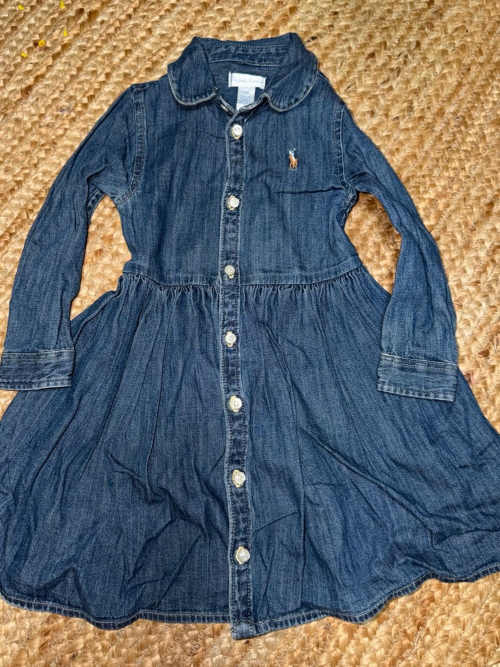 Ralph Lauren Girls' Denim Button-Front Dress - Blue